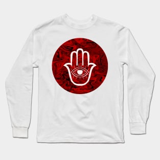 HAMSA HAND - Red bg Long Sleeve T-Shirt